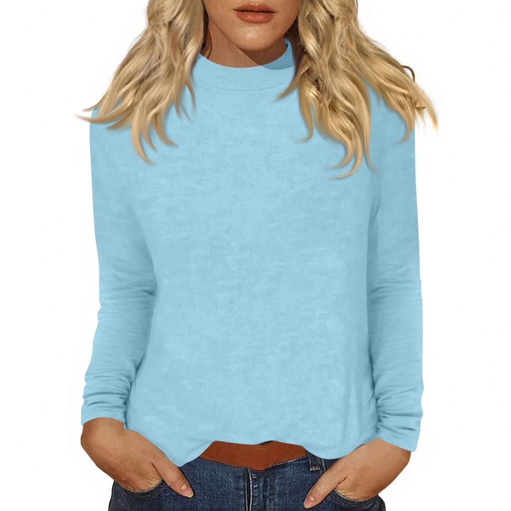 Women's Daily Casual Long Sleeve Mid Collar Top