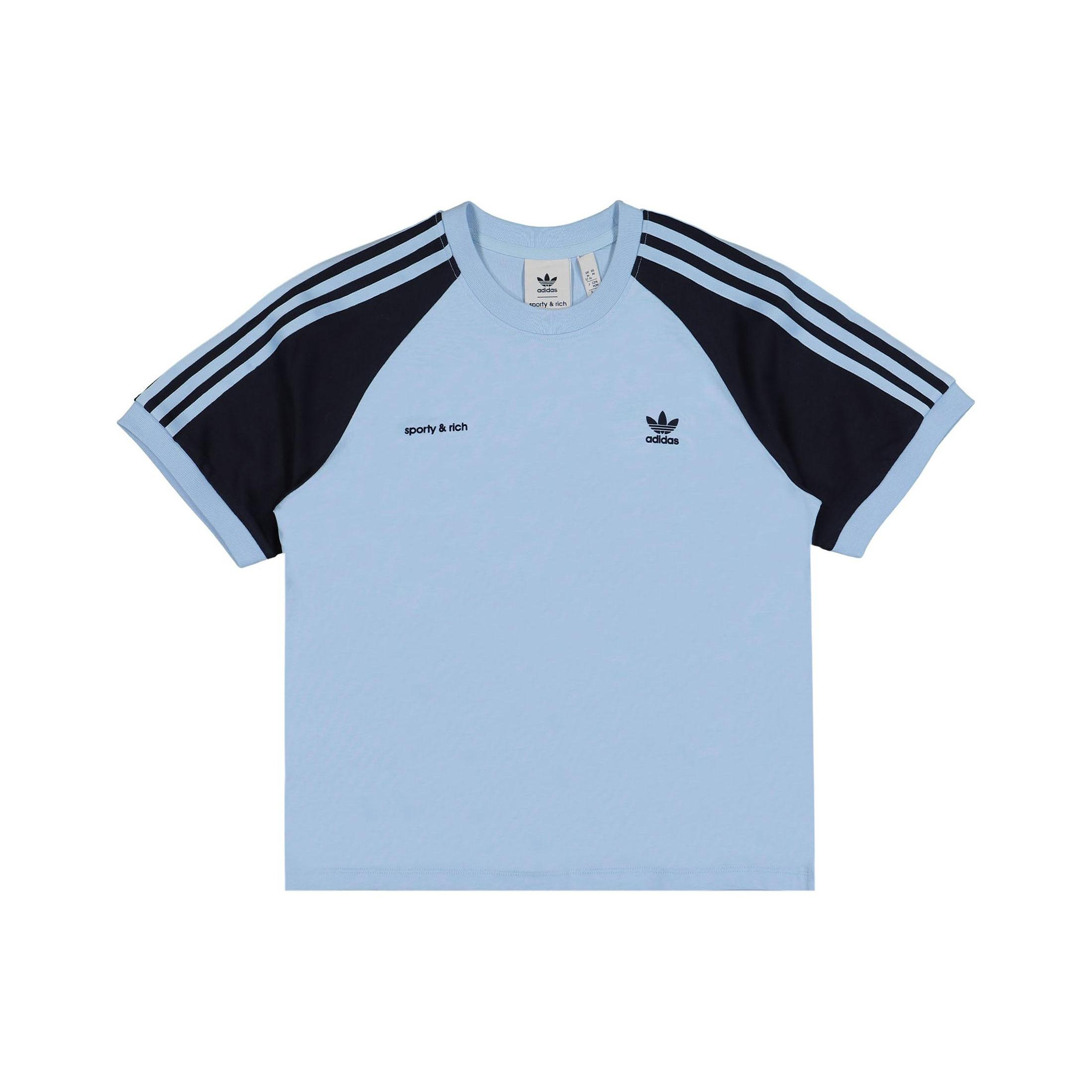 (WMNS) adidas x Sporty & Rich T-Shirt Light Blue Navy Women s IN5250 L