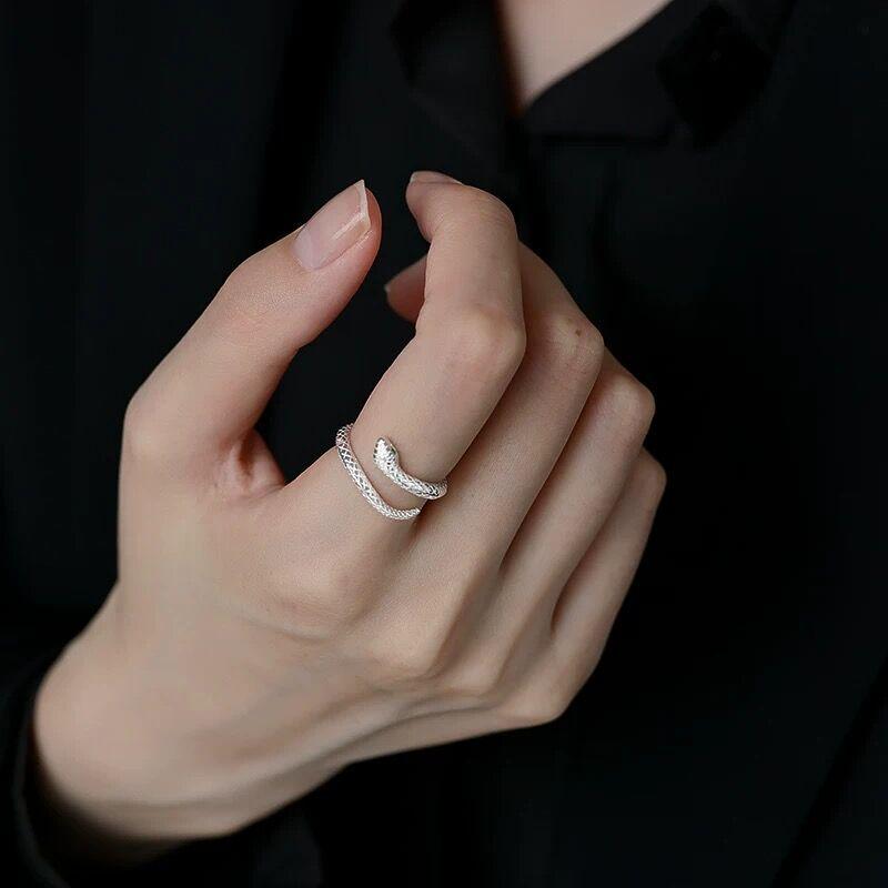 S999 Sterling Silver Snake Ring: Personalized, Adjustable, Unisex. Trendy Niche Design for High-End Style.