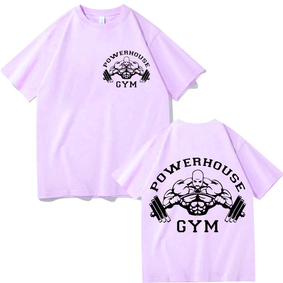 Powerhouse Gym Doppelseitige Grafik T-Shirts Mode Lässig Locker Kurzarm T-Shirts Herren Damen Hohe Qualität Baumwolle T-Shirts