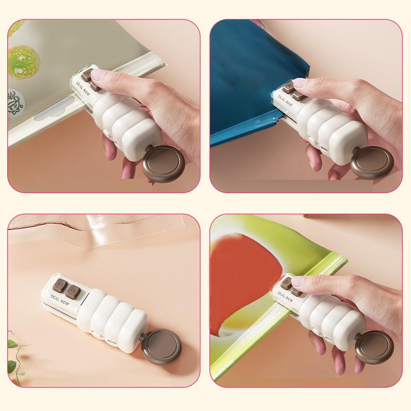 Mini Bag Sealer Rechargeable Snack Bag Sealer  2in1 Mini Sealer for Food Bags with Bag Opener Hand Pressure Snack Sealing Tool