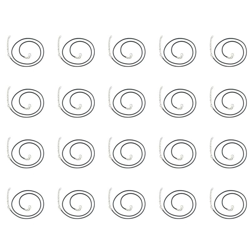 20Pcs/Pack Black Waxed Wire Leather Strap Chains for Pendant Beads Jewellery Accessories Supplies Length 50cm