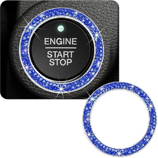 Car Bling Crystal Rhinestone Engine Start Ring Decals, Sparkling Diamond Car Push Start Button Ignition Ring Sticker, Auto Key Ignition Knob Ring