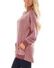 Sweatshirt à col rond bloc de couleur avec poche pour femme - Manches longues T-shirt décontracté