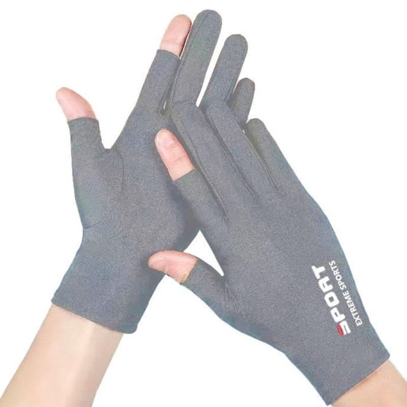 Fingerless Sports Gloves Sun Protection Stretchable Spandex For Driving Fishing Cycling With Breathable Mesh Design светло-серый