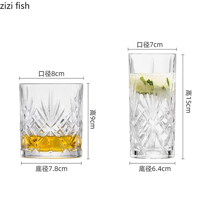 Transparent Glass Creative Whiskey Glass Foreign Liquor Glass Water Cups Tea Cup Milk Cup Breakfast Cup Household Drinkware