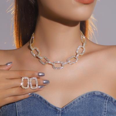 Persönlichkeit übertrieben super flash voller diamanten kette halskette ohrringe set, hip hop stil halskette ohrringe großhandel