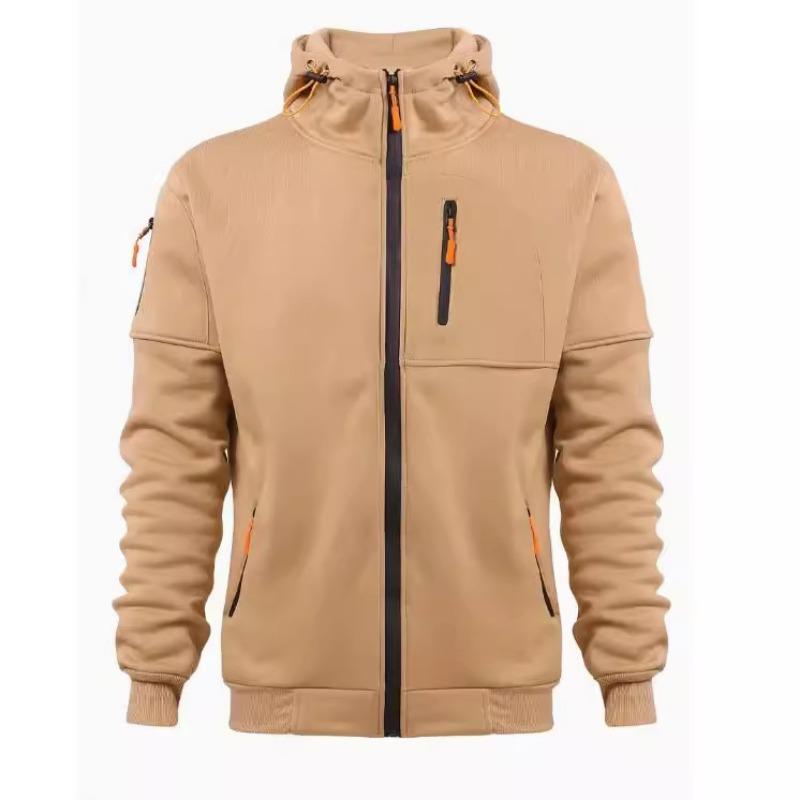 

Большая мужская толстовка с капюшоном в спортивном стиле с множеством молний и карманов. Толстовки и свитшоты (Мужской) XXXL хаки