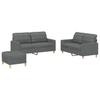 Vidaxl 3-Piece Lounge Set, Fabric Upholstered, Dark Grey