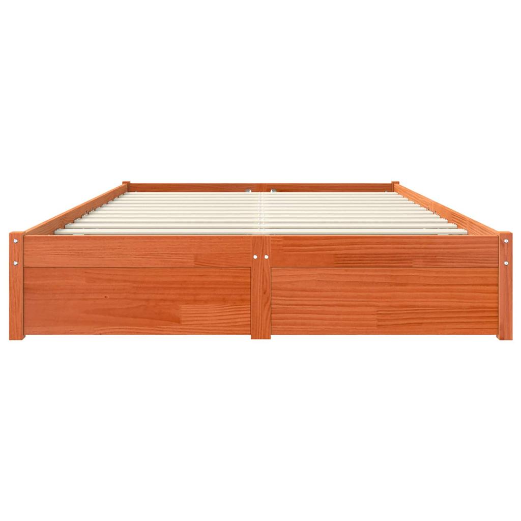 Bed Frame In Wax Brown 140 X 200 Cm Solid Pine Wood