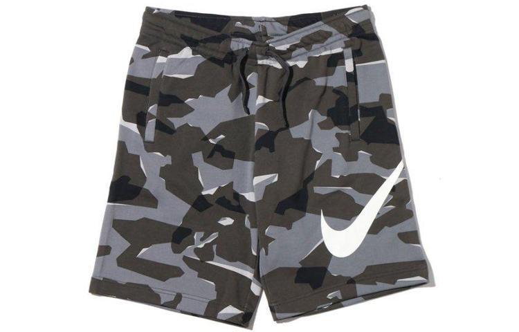 Nike Large Logo Print Drawstring Shorts Grey Camo AQ0603-065 XL