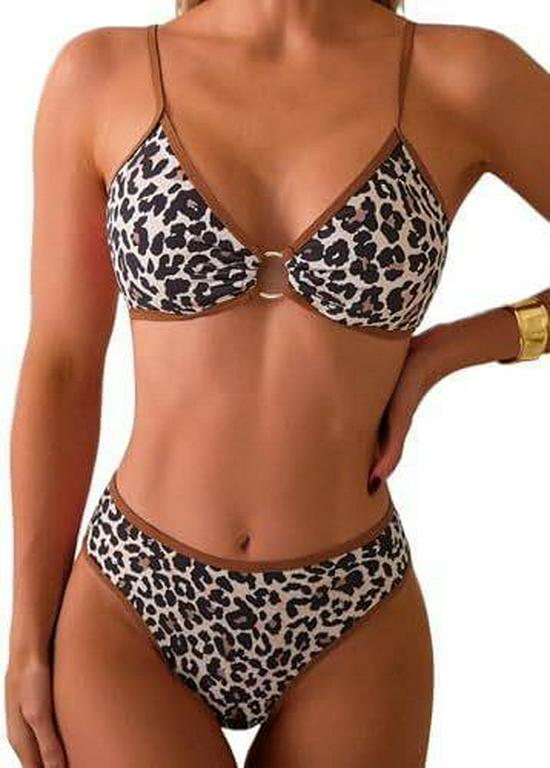 Verspielter Floral 2025O Damen Zweiteiliger Bikini mit Ring-Verknüpftem Dreiecksdesign