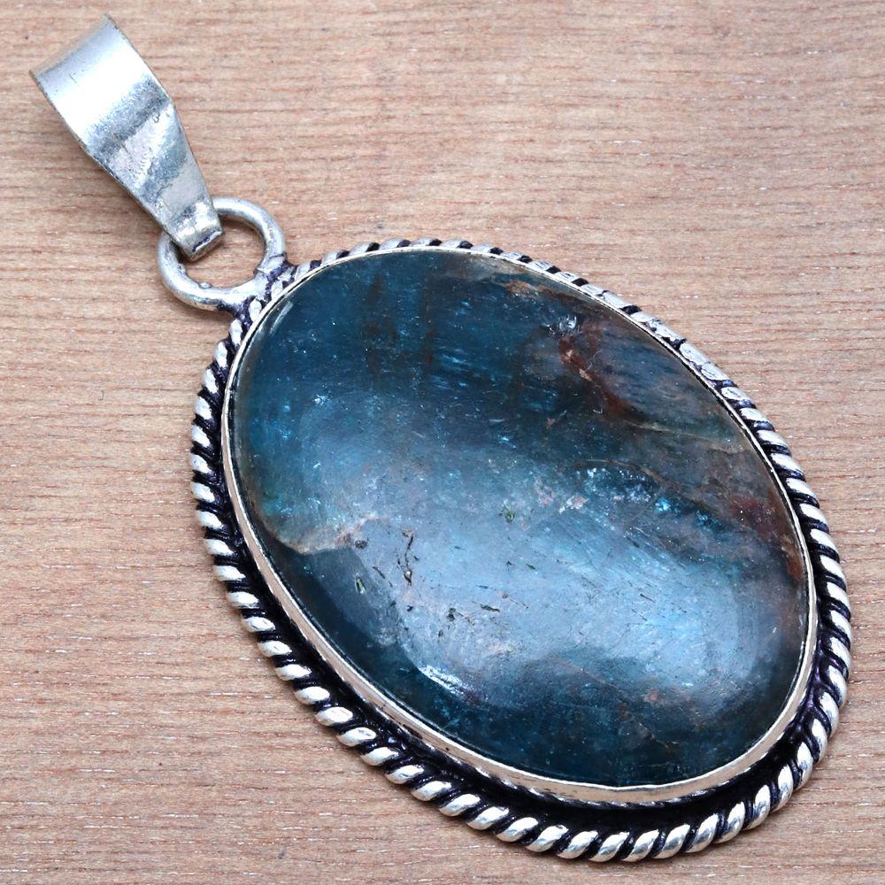 Pendant Chrysocolla Gemstone Handmade Gift For Her Silver Jewelry 2"