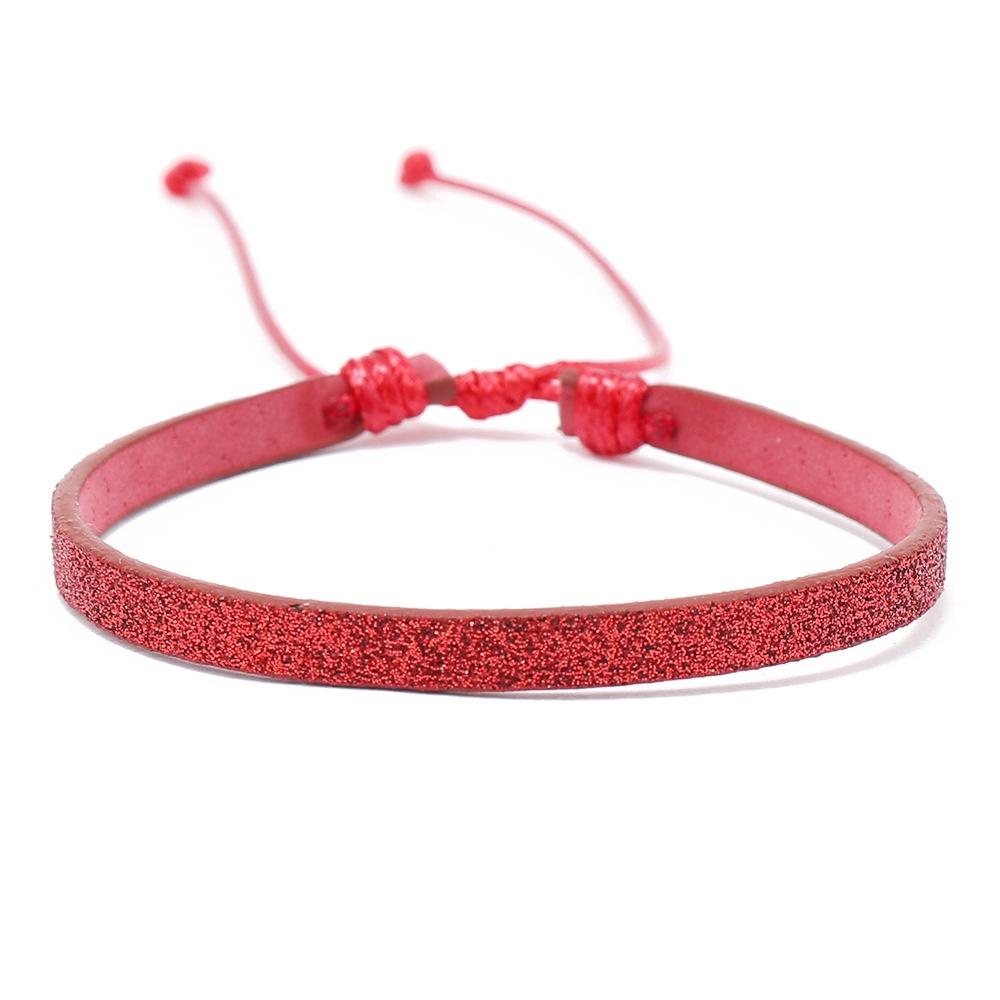 Colorful Sparkly Pu Leather Handmade Pullable Women's Bracelet Simple And Artistic European And American Style