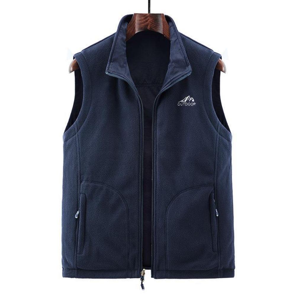 Reversible Sleeveless Jacket Men's Vest Coat Winter Waistcoat Thick Warm Fleece Workwear Tops Cargo Vest Windbreaker New Fashion