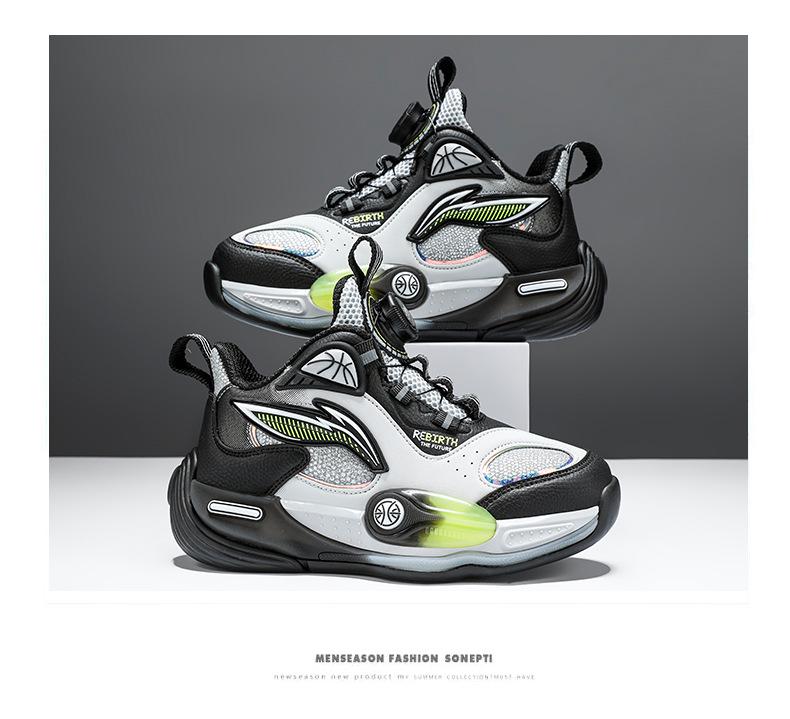 Jungen 2025 Herbst Leder Basketballschuhe - Verschleißfest, Rutschfest Sportsneaker für Kinder