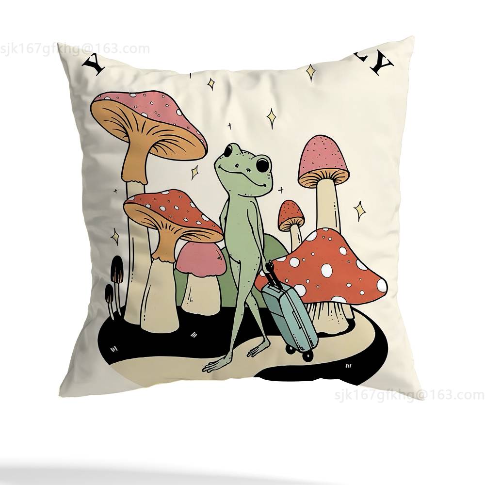 Cartoon Frog Pillow Cover Living Room Sofa Cushion Cover Bedroom Room Bed Pillow Cover Home Decoration