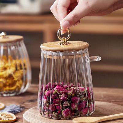 Vorratsbehälter aus klarem Glas mit Bambusdeckel, versiegelt, für Tee, Kaffeebohnen, Trockenfrüchte, Aufbewahrungsbox, Küchen-Getreidelagergefäß