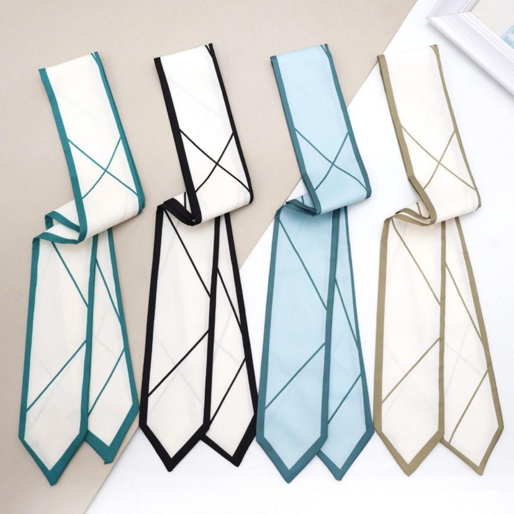 Printing Decorative Ribbon Skinny Silk Small Scarf Lady Tie Hair Scarf Headband
