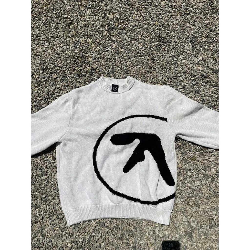 BeatStreet Herren Pullover Y2K Aphex Twin Strick Oversize Pullover Gothic Pullover Winter Grafik Streetwear Langarm Oberteile Vintage Kleidung