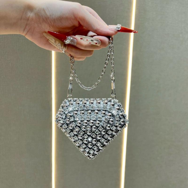 Mini Purse with Red Ribbon for Ladies, Stylish and Versatile, with Diamond Accessories Bag