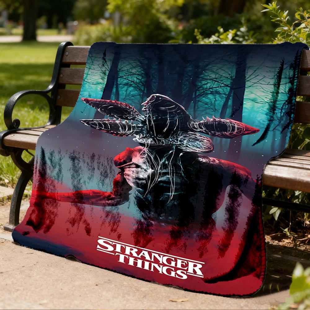 1ks Deka Stranger Things Venkovní Lehká Flanelová Přikrývka Na Cestování, Kempování, Obývací Pokoj, Pohovku, Židli Měkká