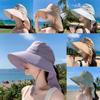 Summer Wide Brim Fisherman Hat With Ponytail Hole For Outdoor Sun Protection