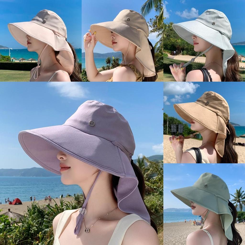 Summer Wide Brim Fisherman Hat With Ponytail Hole For Outdoor Sun Protection