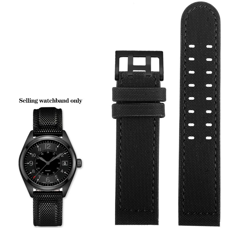ONENylon +Leather Watchband Strap For Hamilton Kaki Field Aviation H70575733 H71626735 Waterproof Watch Bracelet Male 20mm 22mmMN