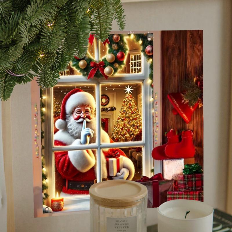 Mysterious Santa Claus Wall Stickers: Self-Adhesive Holiday Decor