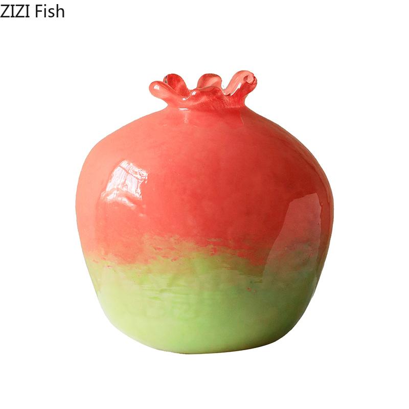Gradient Color Pomegranate Glass Vase Plant Pots Table Decoration Flowers Arrangement Pomegranate Vase Room Aesthetic Decor