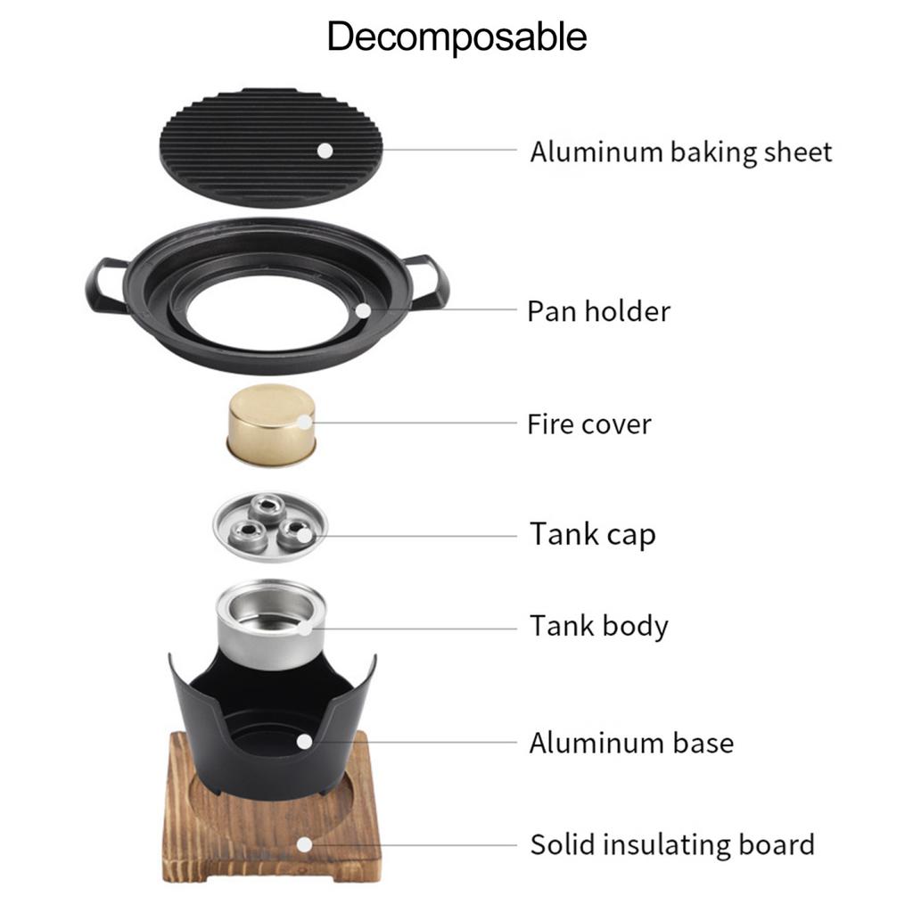 Yousheng Mini-BBQ-Alkoholkocher, Grill, japanischer Ein-Personen-Kochofen, antihaftbeschichtete Outdoor-BBQ-Platte für Camping-Picknick, multifunktionale Grillwerkzeuge