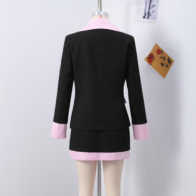 Elegant Patchwork Women Mini Skirt Sets Fashion Lapel Full Sleeve Blazer Coats High Waist Skirts Sweet 2025 Spring Autumn New Office Lady Suit