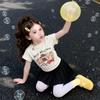 Kids' Spring/Autumn Cartoon Bow Princess Pleated Skirt & Sweet T-shirt Set