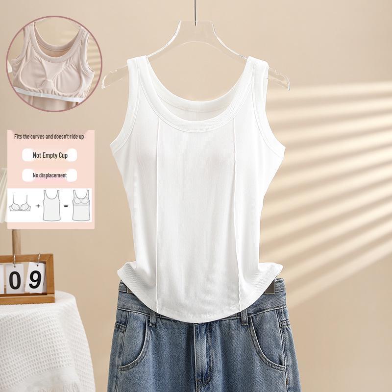 

Women s Slimming Ribbed Camisole with Chest Pads - Versatile Sleeveless Summer Top XL