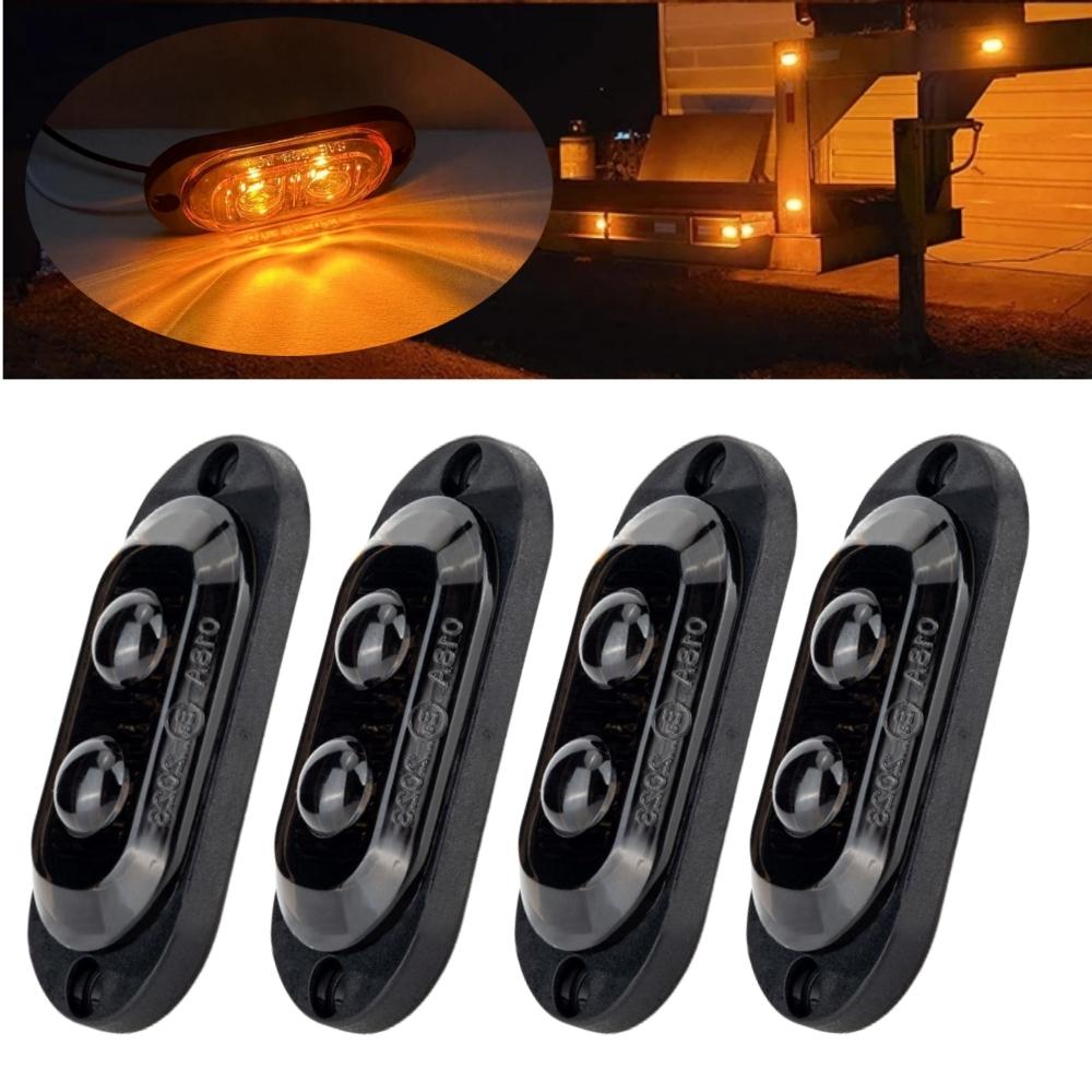 

4PCS Side Marker Light Assembly Red LED Lens Boat Trailer Lights 12v 24v Truck Lights Exterior Clearance Lights
