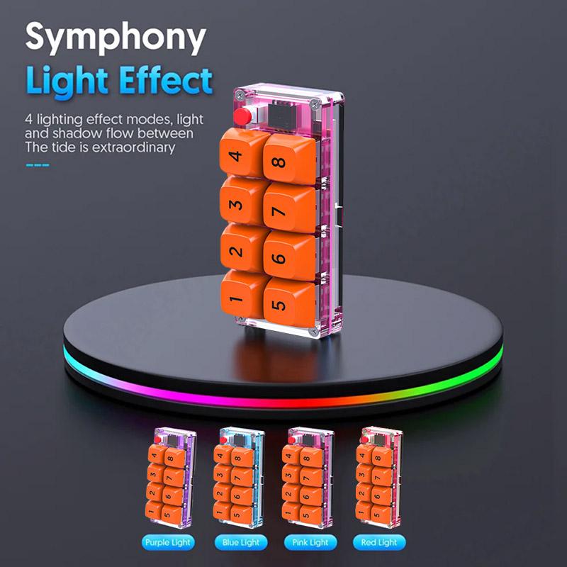 USB-C Wired Mechanical Gaming Keyboard 8Keys Mini Keypad 4 Color RGB Light Customize Programmable Macro Keyboard Numeric Keypad