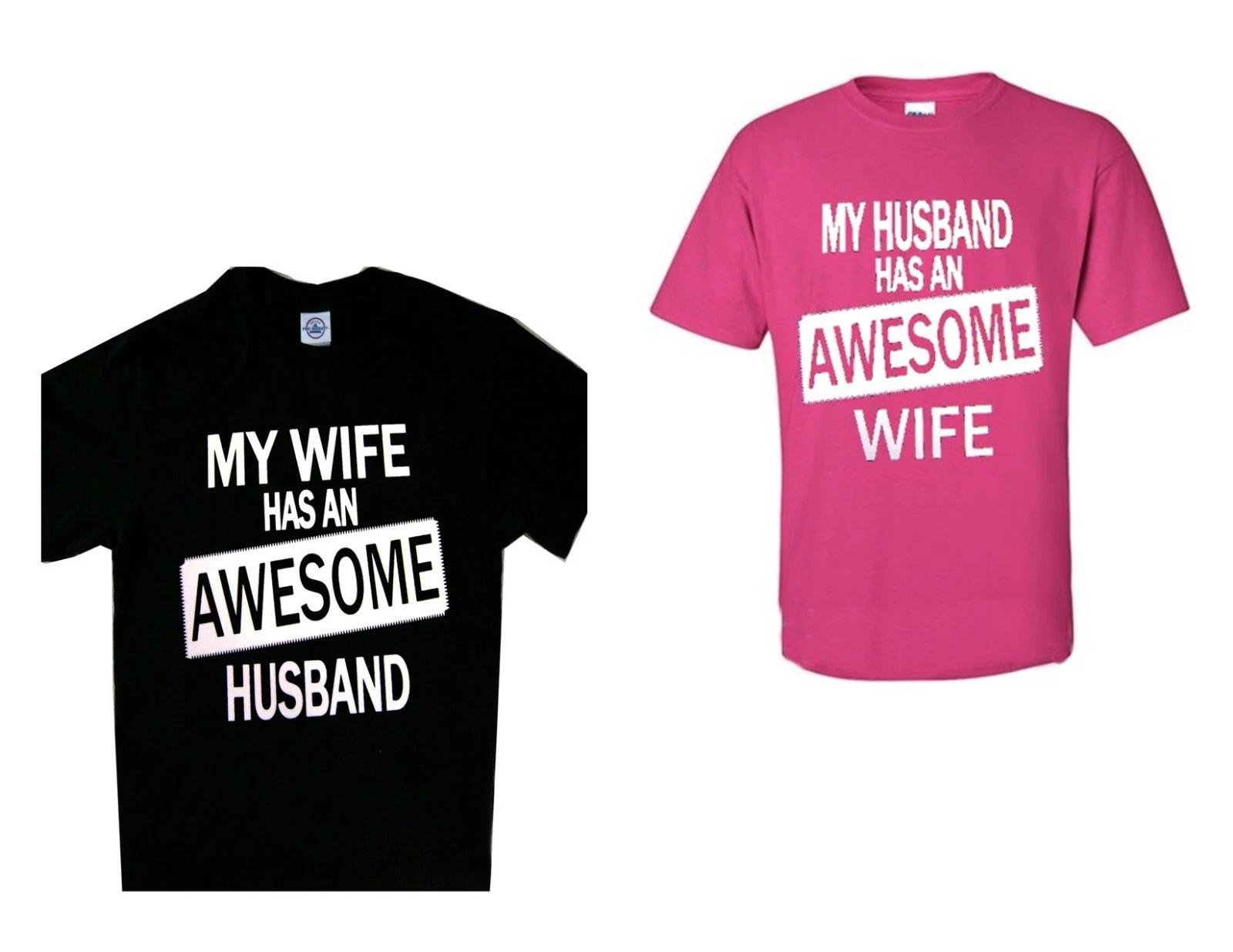 My Husband Wife has an Awesome Set of 2 T shirts Black PinkTee 3XL