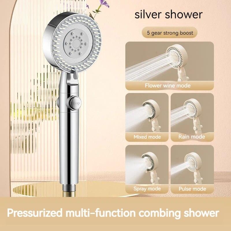 Dd-home Bathroom Accessories Black Gas Rain Mist Increase Water Heater Pressure Summer Showers Heads Polishing for Country House
