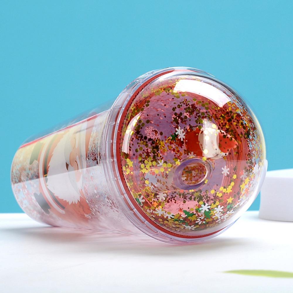 Plastic Christmas Micro Landscape Cup with Sequined Tumbler Drinkware Mug  Coffee Juice