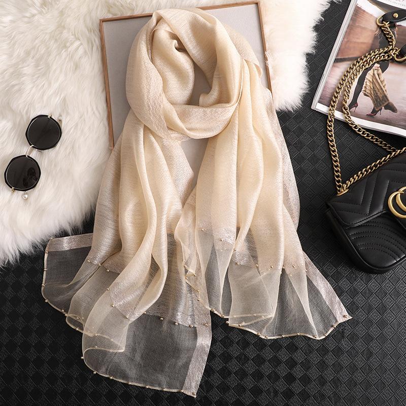 2024 Luxury 100% Silk Shawl Scarf for Women Design Embroidery Flowers Hijab Wraps Bufandas Female Headkerchief Fouloud Echarpe