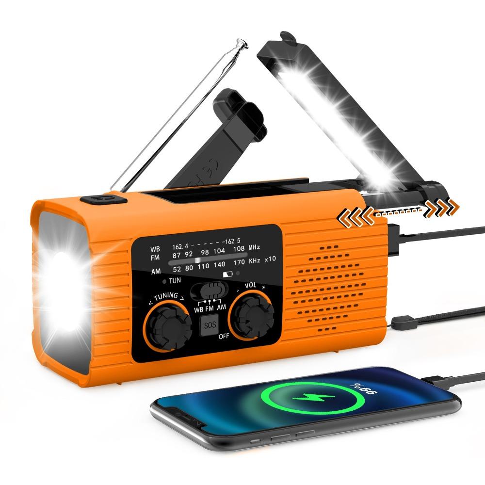 Radio z baterią 4000MAh, radio z alertem pogodowym, radio ładowane przez USB, radio z ładowaniem solarnym, sytuacje awaryjne