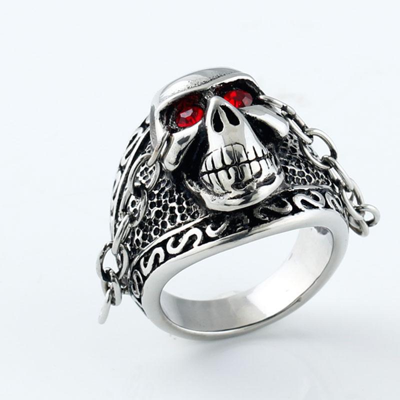 Herren Hip-Hop Kette Totenkopf Beliebt Trendiger Jungenring