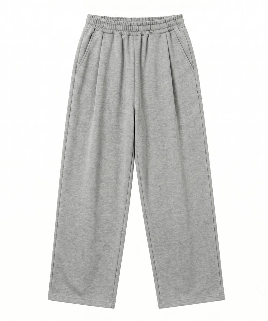 Noming One-Pleat Wide Sweatpants - Gray