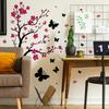 2 Pcs Painted Plum Blossom Tree Branch Butterfly Bedroom Living Room Background Landscaping Decoration Wall Stickers