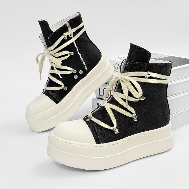 Couple Shoes Fashion High-top Leather Casual Shoes Height-increasing Platform Sports Shoe Canvas Vulcanize Shoes Couple Sneakers