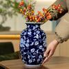 Chinese Blue and White Porcelain Ceramic Vase Colored Handmade Rose Ceramic Jar Flower Vase Flowerpot Home Decoration