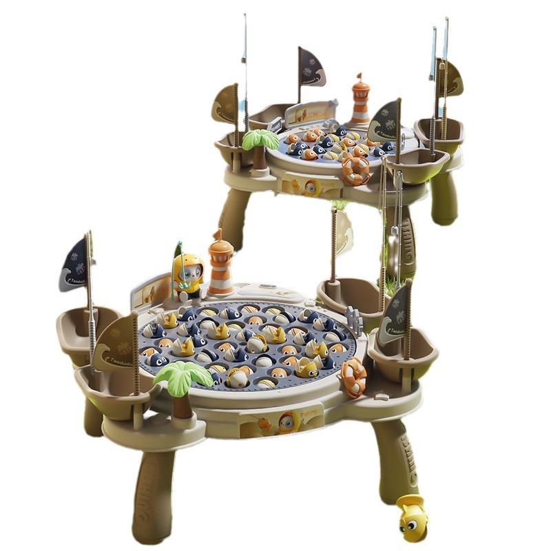 Magnetisches Angelspiel für Kinder Elektrisches Angelspiel mit Musik Drehspiel Angelrute Bildung Baby 3 Jahre Geschenke