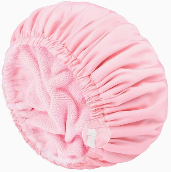 

3 in 1 Women Waterproof Shower Cap Adjustable Polyester Absorbent Ultra Fine Fiber Dry Hair Bath Cap Hair Bonnet for Sleeping
