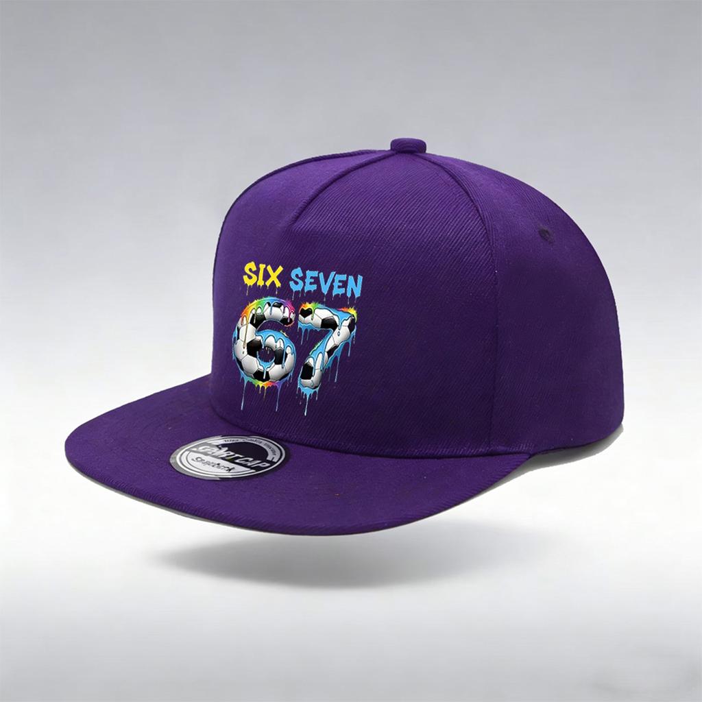 1/2PC Y2K Soccer 67 Flat Brim Hat, Melting Drip SIX SEVEN Print, Breathable, Sporty Aesthetic Cap